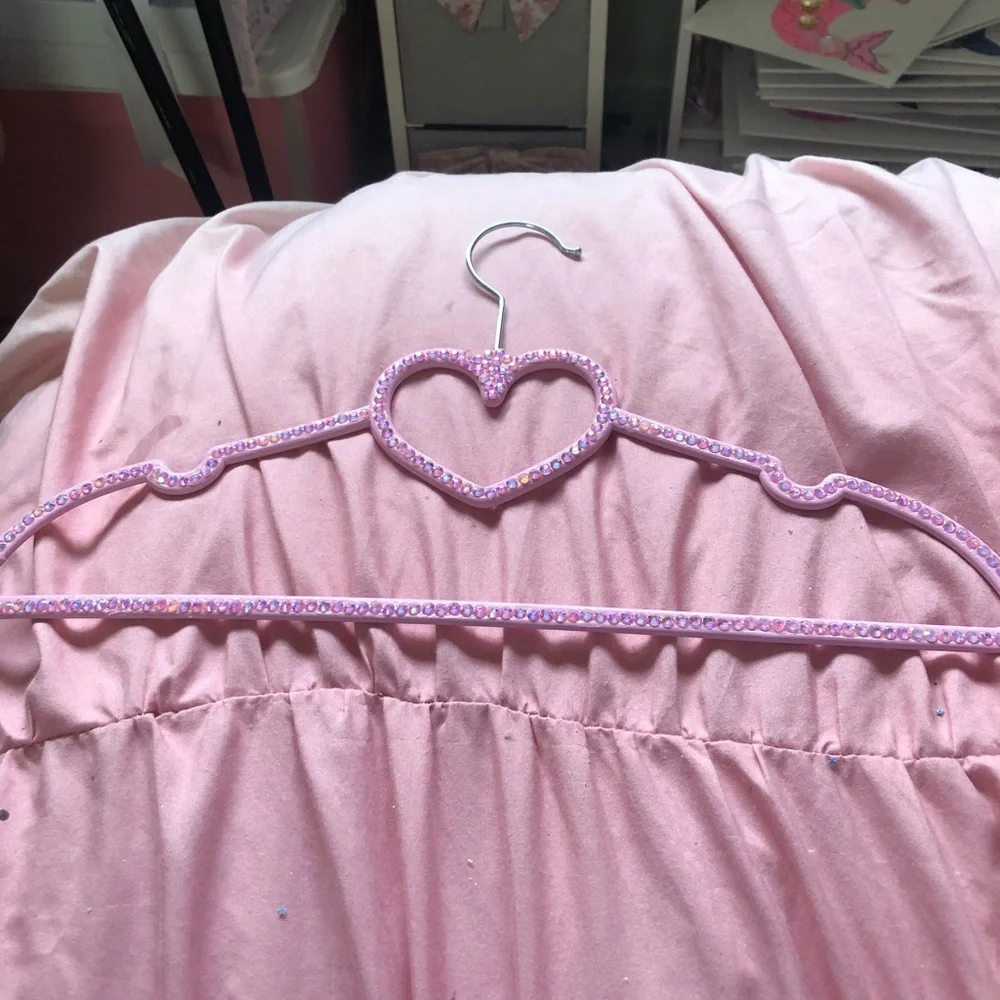 Pink Heart Shaped Hanger with Rhinestones